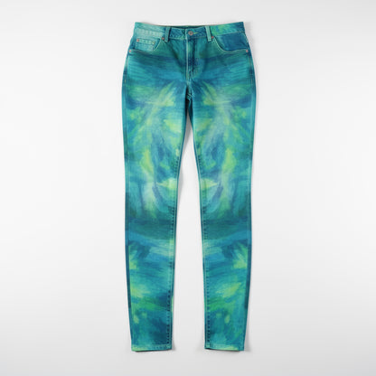 Skinny Jeans Turquoise Watercolors