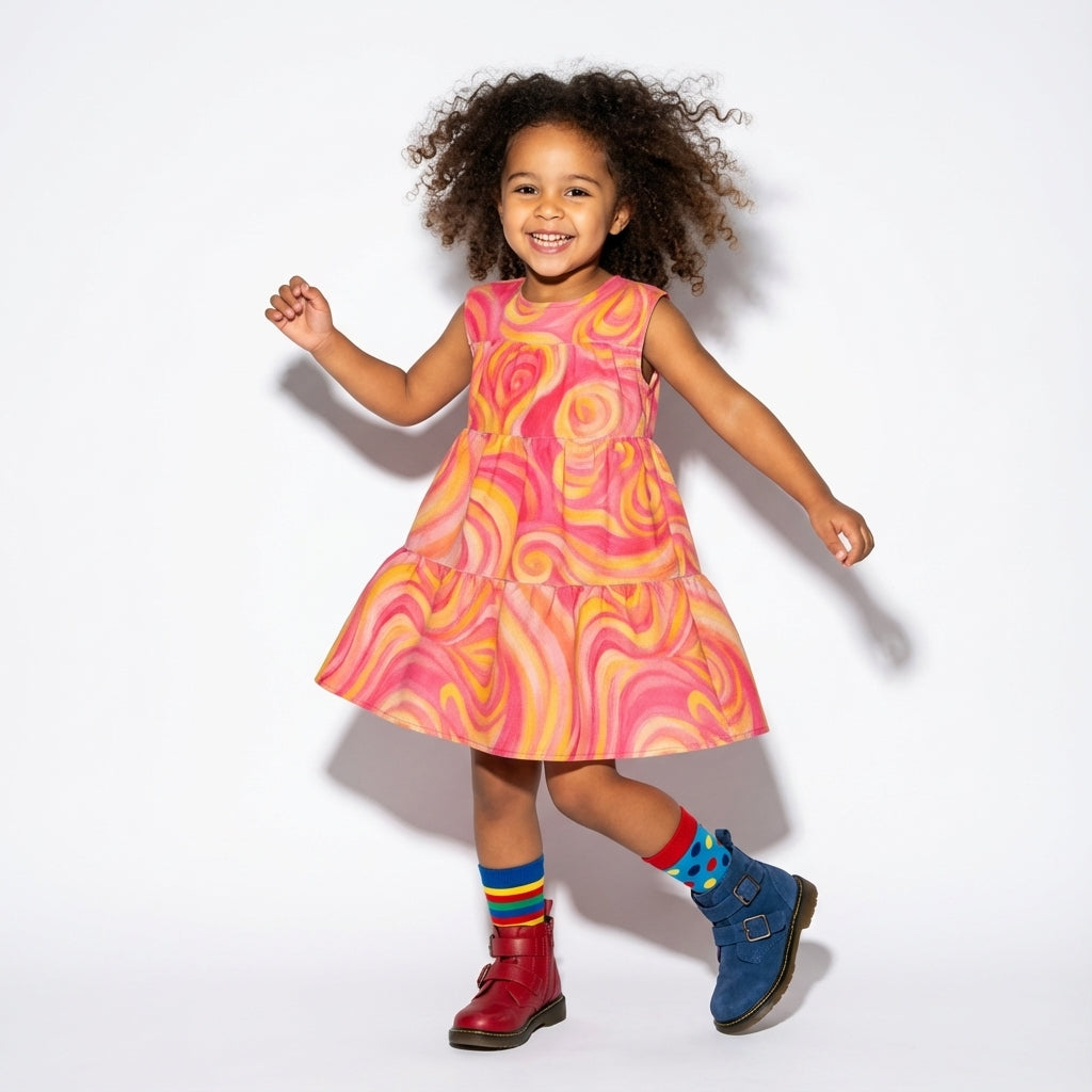 Girl's Dress Sunset Swirls