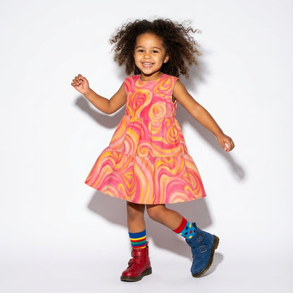 Girl's Dress Sunset Swirls