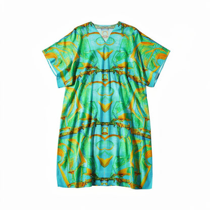 Caftan Palm Tree Island in Lightweight Organic Cotton Voile