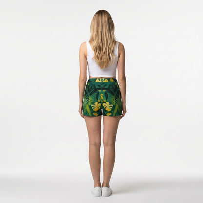 Regular Jean Shorts Green Leaves
