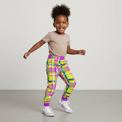 Kid's Neon Plaid Jogger