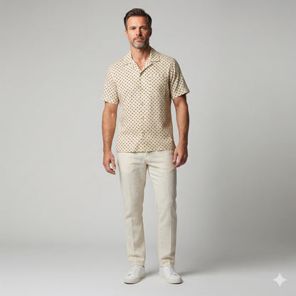 Revere Collar Short Sleeve Shirt – Lightweight Cotton Poplin