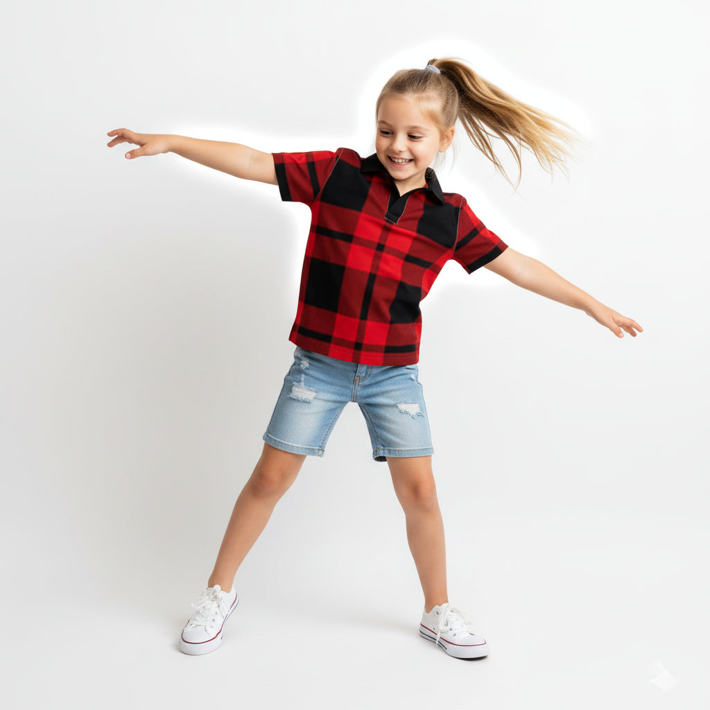 The Biggie Smalls Red + Black Lumberjack Polo Shirt