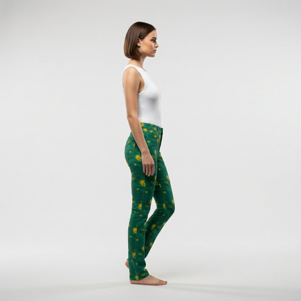 Skinny Jeans Yellow Flowers – Slim Jeans in Heavyweight Stretch Cotton Denim