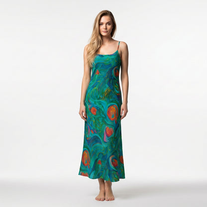 Bias Slip Dress Floral Swamp