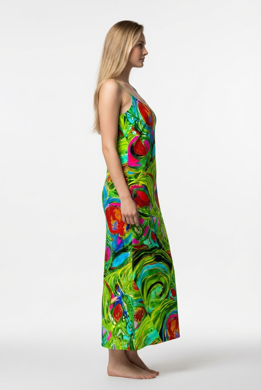 Slip Dress (non Bias) Pink Water Lilies
