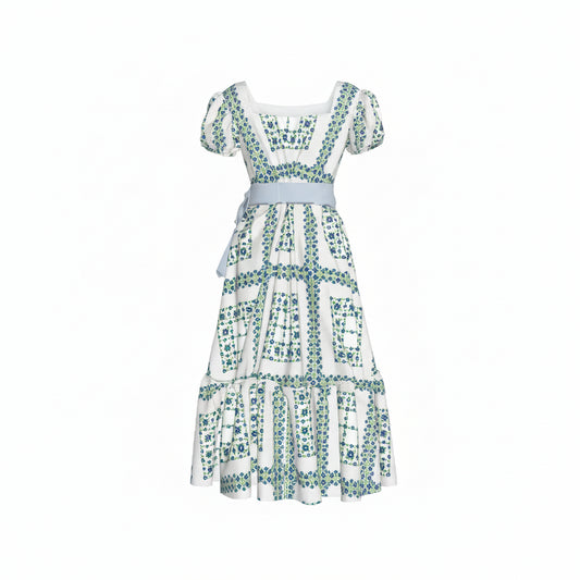 Ruffle Hem Dress in Pima Cotton Poplin