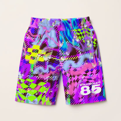 Kid's Chocolate Plaid Scribble Knit Shorts