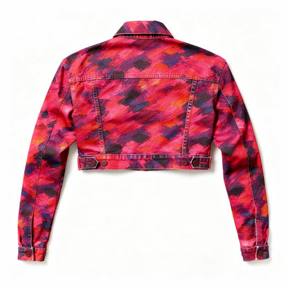 Cropped Jean Cotton Jacket Pink Paint
