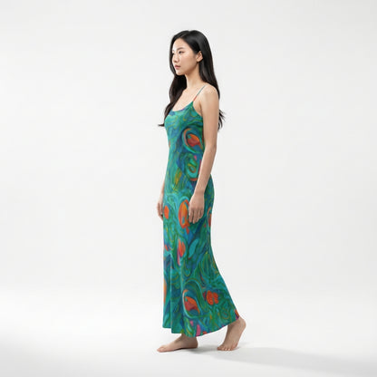 Bias Slip Dress Floral Swamp