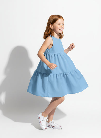 Ruffle Dress without Lining in Pima Cotton Poplin