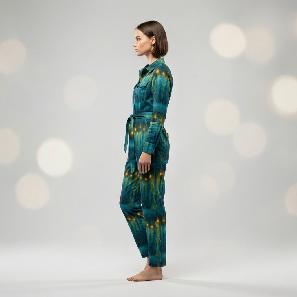Lightweight Jumpsuit Starlight - Cotton Poplin Button Front