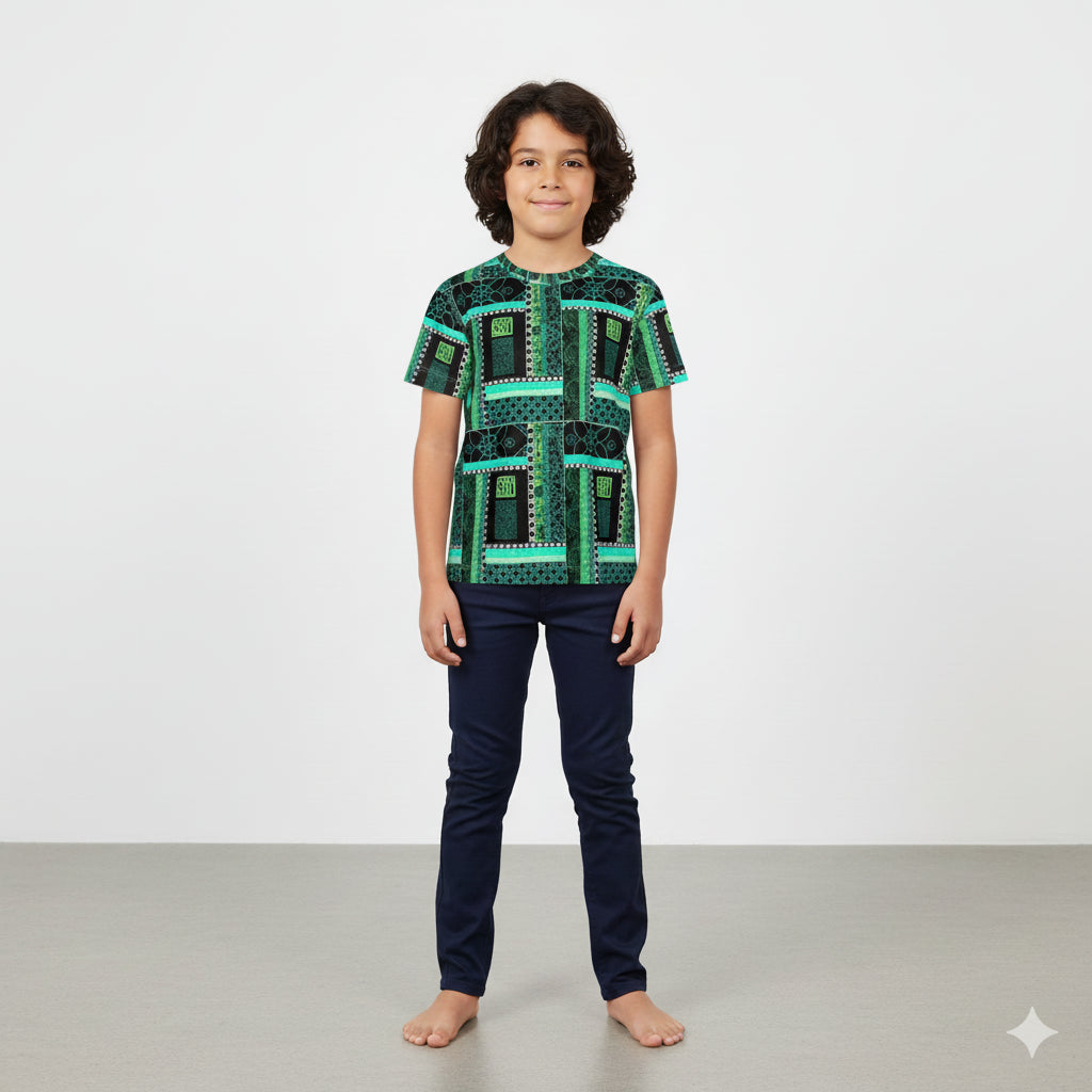 Green patterned childrens T-Shirt