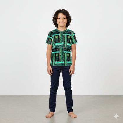 Green patterned childrens T-Shirt