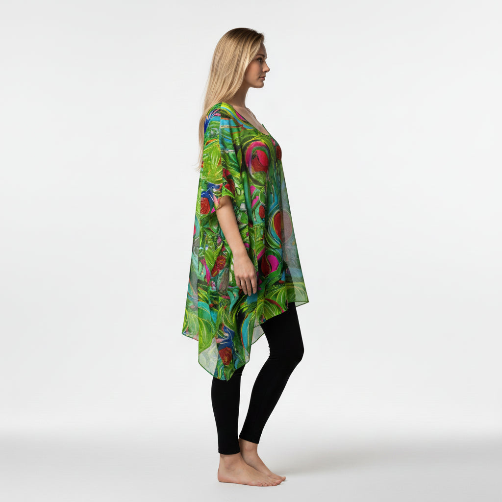 Short Caftan Dress Pink Water Lilies