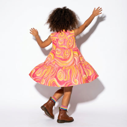 Girl's Dress Sunset Swirls