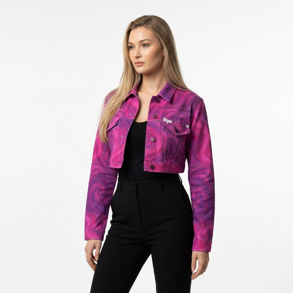 Cropped Jean Cotton Jacket Purple Storm