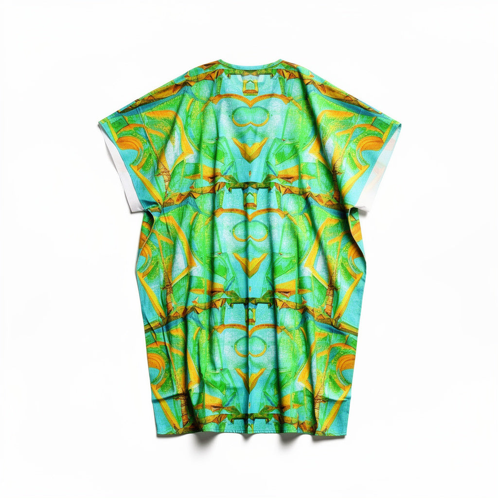 Caftan Palm Tree Island in Lightweight Organic Cotton Voile
