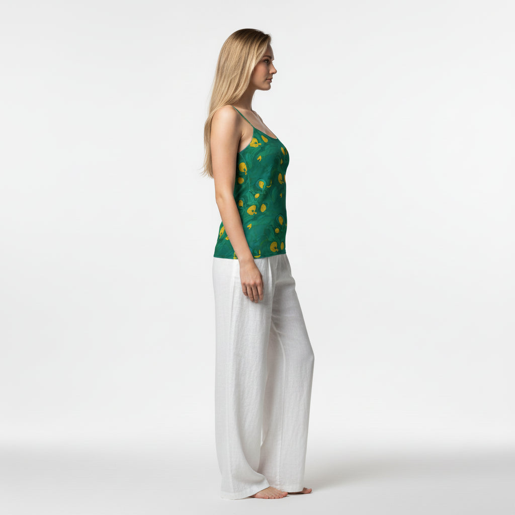 Camisole Yellow Flowers in Lightweight Organic Cotton Voile