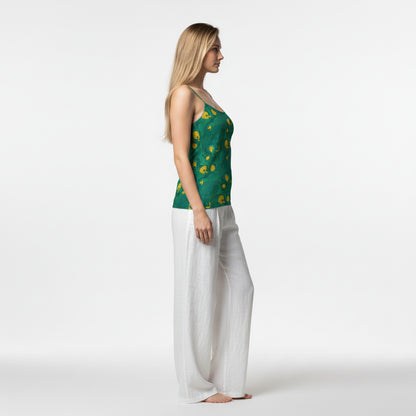 Camisole Yellow Flowers in Lightweight Organic Cotton Voile
