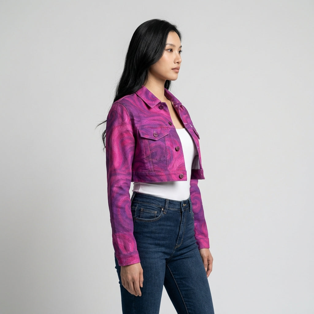 Cropped Jean Cotton Jacket Purple Storm