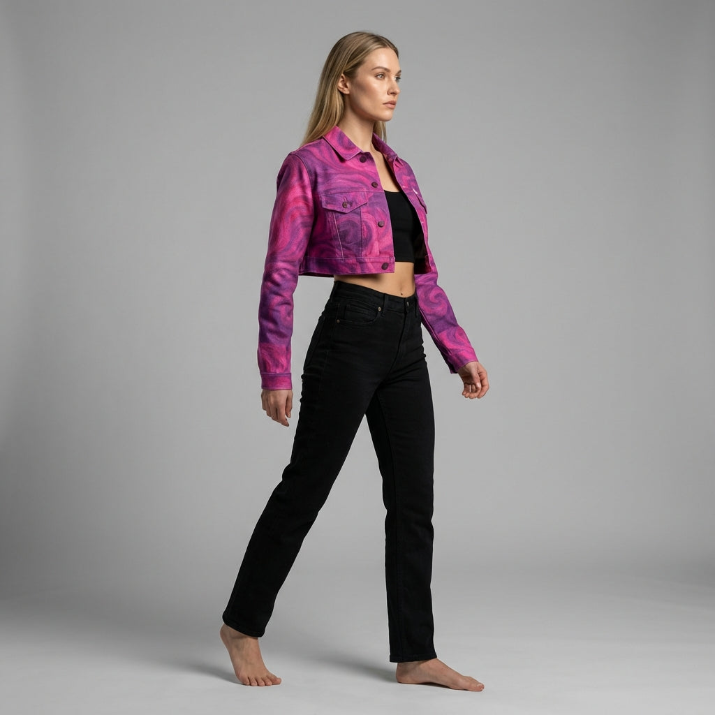 Cropped Jean Cotton Jacket Purple Storm
