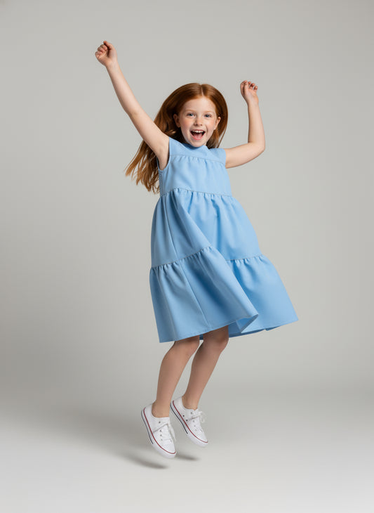 Ruffle Dress without Lining in Pima Cotton Poplin
