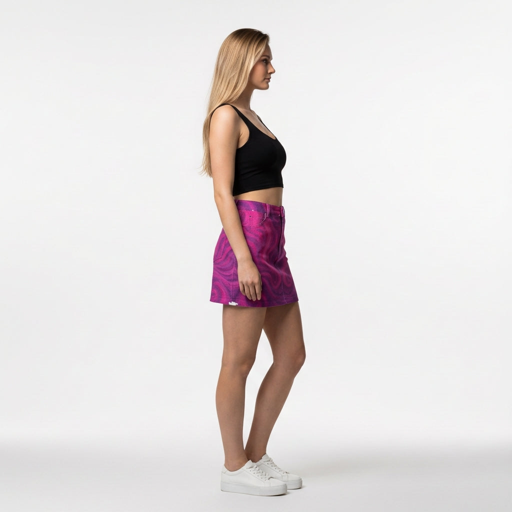 Denim Mini Skirt Purple Storm