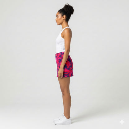 Cropped Denim Mini Skirt Pink Paint