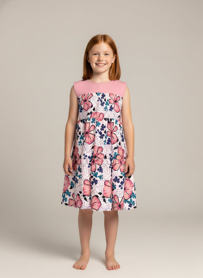 Pink floral cute dress
