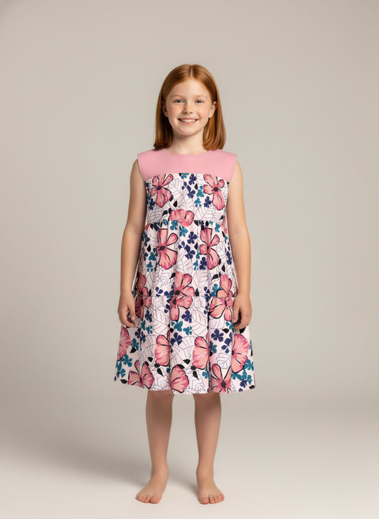 Pink floral cute dress