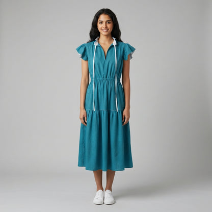 CB - Bondi Ruffle Sleeve Dress in Lightweight Cotton Poplin