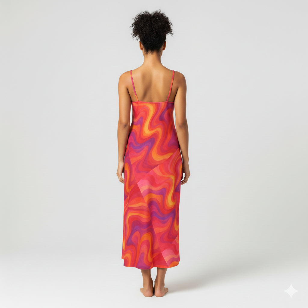 Bias Slip Dress Pink Sunset