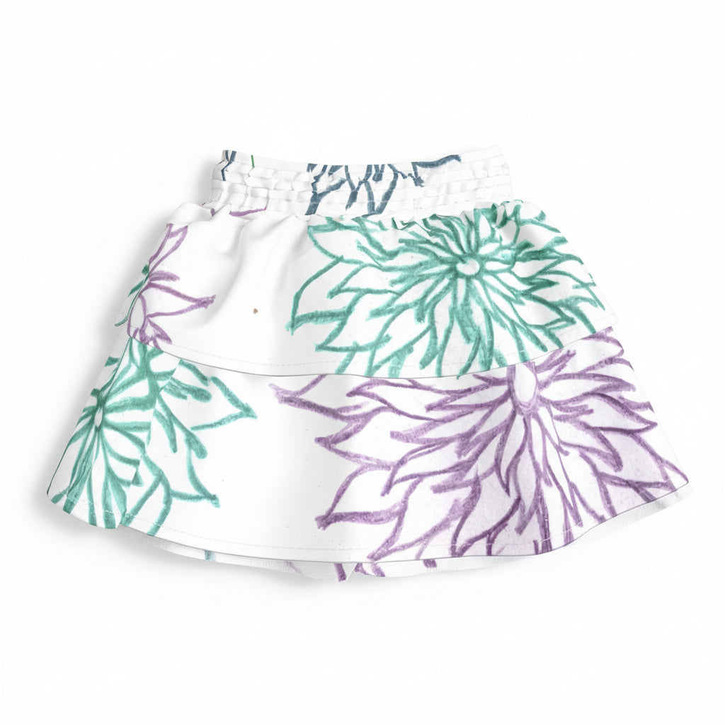 StarFlower on a Smocked Ruffle Skirt in Pima Cotton Poplin