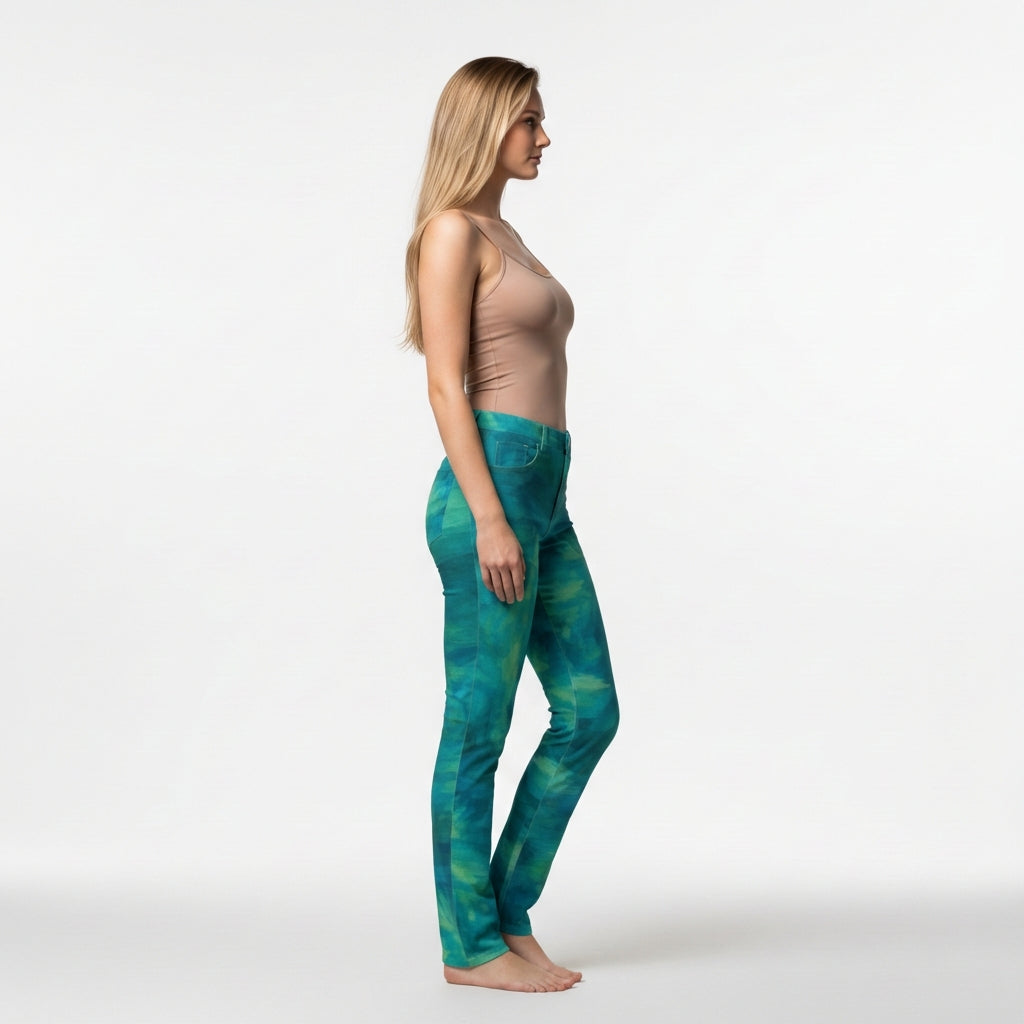 Skinny Jeans Turquoise Watercolors
