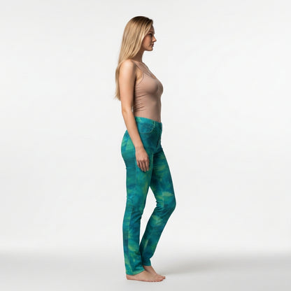 Skinny Jeans Turquoise Watercolors