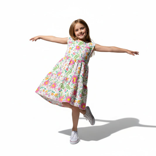Bright Floral Ruffled Dress