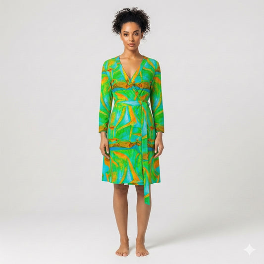Wrap Dress Palm Tree Island – Traditional Jersey Wrap Dress
