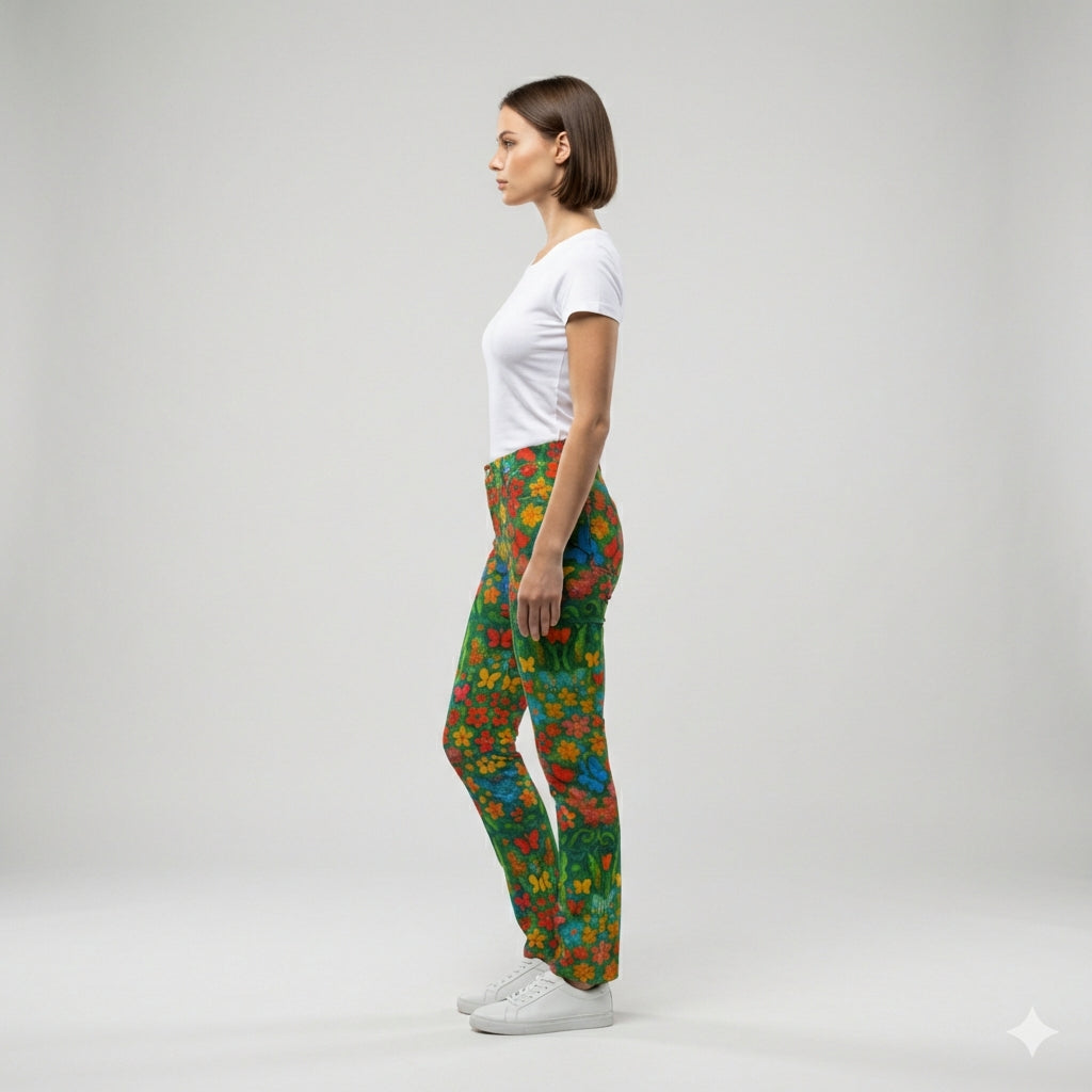 Skinny Jeans Butterfly Flowers