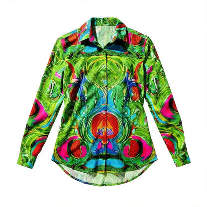 Button Front Shirt Pink Water Lilies