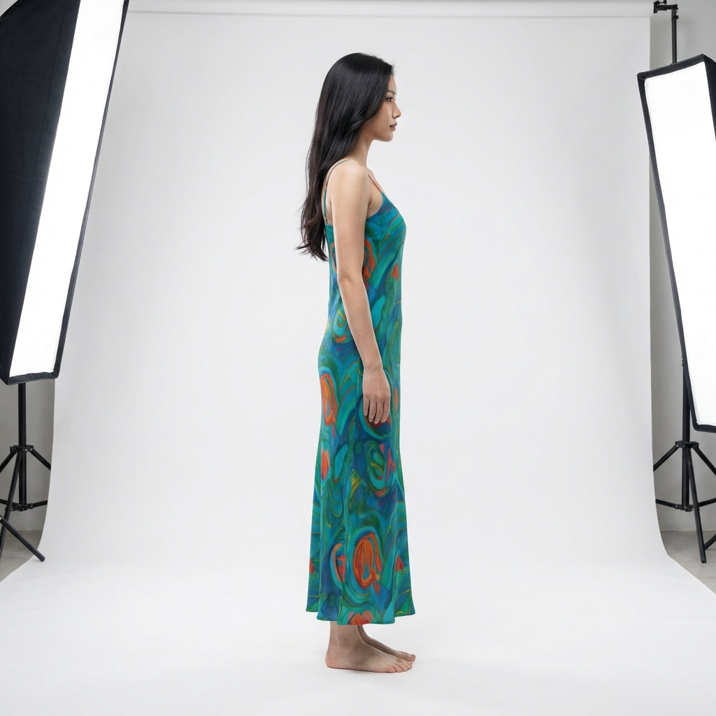 Bias Slip Dress Floral Swamp