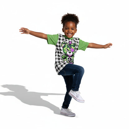 Unisex Buffalo Check/Green Camo Toxic Teddy Tee