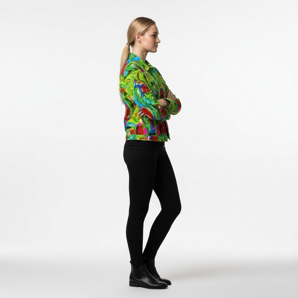 Demin Jacket Pink Water Lilies Jean Jacket