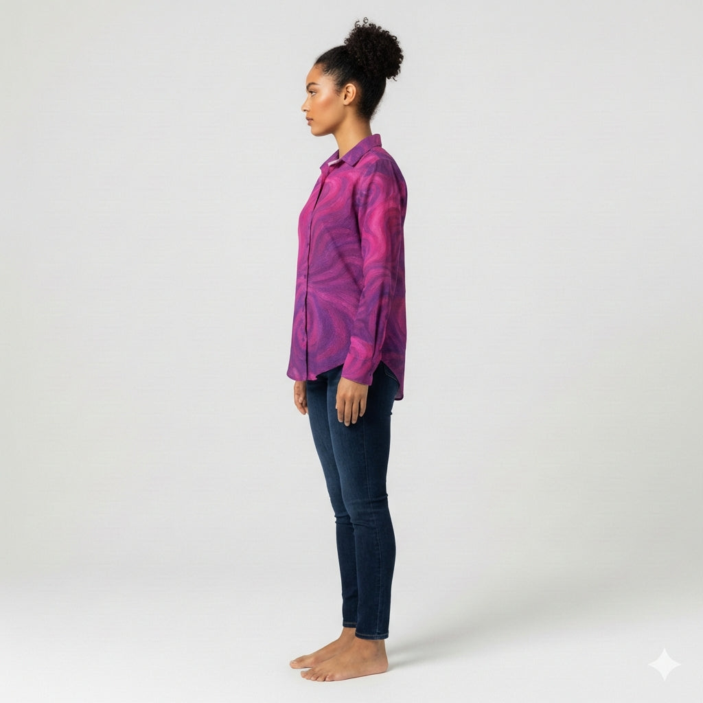 Button Front Shirt Purple Storm