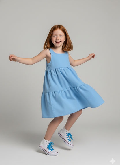 Ruffle Dress without Lining in Pima Cotton Poplin
