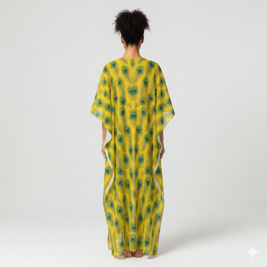 Caftan Yellow Peacock Feathers