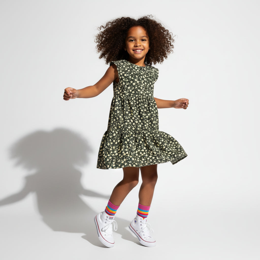 Girl Mini Flower Corduroy Dress