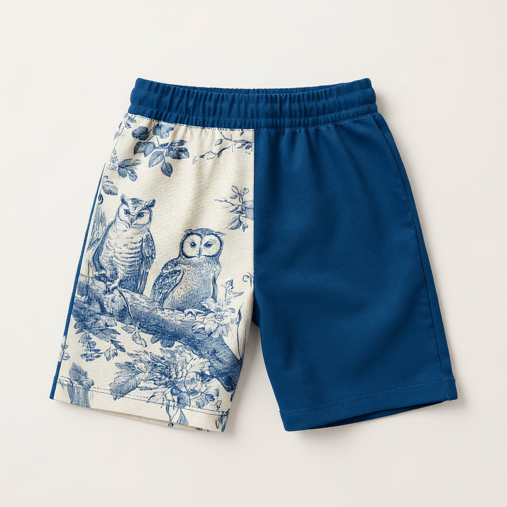 Vintage Owl Shorts – Children's Knit Shorts in Cotton Fleece