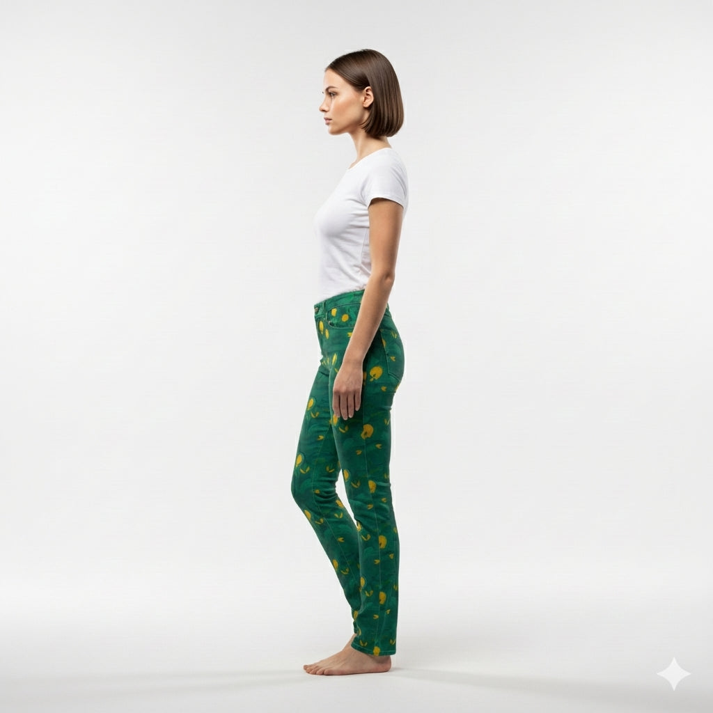 Skinny Jeans Yellow Flowers – Slim Jeans in Heavyweight Stretch Cotton Denim